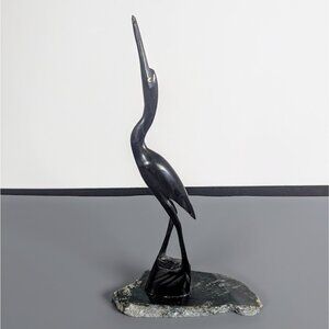 Heron / Crane Sculpture - Hand Carved - Stone